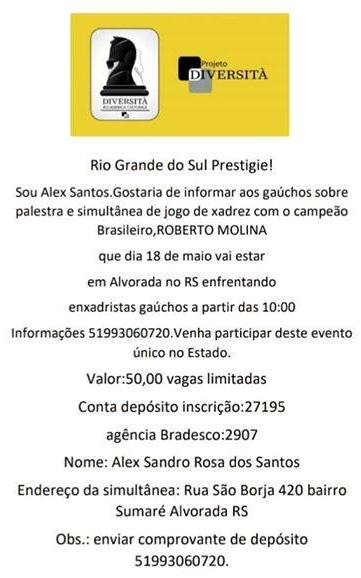 Torneio Aberto Internacional de Xadrez – Porto Alegre 247 anos